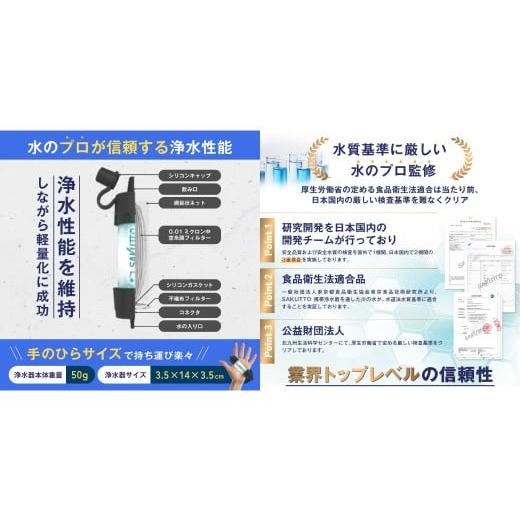 ふるさと納税 防災グッズ 福岡県 北九州市  2個口 SAKUTTO 携帯浄水器 100個セット 防災グッズ 日本正規品 浄水器 災害対策 防災 アウトドア 福岡県 北九州市_5