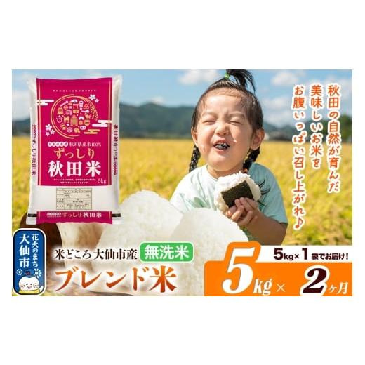 ふるさと納税 米 ブレンド 秋田県 大仙市 新米 米 令和7年産[定期便2ヶ月]米どころ 秋田県大仙市産 ブレンド米 無洗米 5kg(5kg×1袋)