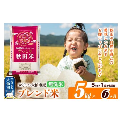 ふるさと納税 米 ブレンド 秋田県 大仙市 米《定期便6ヶ月》米どころ 秋田県大仙市産 ブレンド米 無洗米 5kg（5kg×1袋） 米 お米 こめ 白米 無洗米 ブレンド…の画像