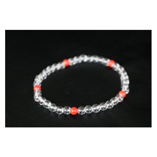 ふるさと納税 アクセサリー ブレスレット 高知県 室戸市 赤サンゴと水晶の数珠ブレスレット | アクセサリー ブレスレット ジュエリー 珊瑚 赤珊瑚 宝石 サンゴ…