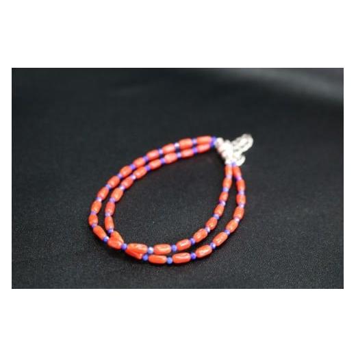ふるさと納税 アクセサリー ブレスレット 高知県 室戸市 赤サンゴとラピスラズリの2連ブレスレット | アクセサリー ブレスレット ジュエリー 珊瑚 赤珊瑚 宝石…