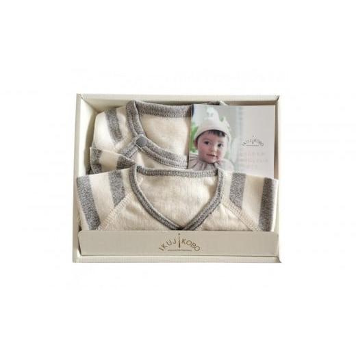 ふるさと納税 服 子ども 愛知県 名古屋市 オーガニックコットンベビーウェア2点セット(動物刺しゅう付き・シマウマ) シマウマ(グレー)