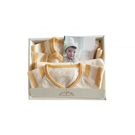 ふるさと納税 服 子ども 愛知県 名古屋市 オーガニックコットンベビーウェア2点セット(動物刺しゅう付き・キリン) キリン(イエロー)