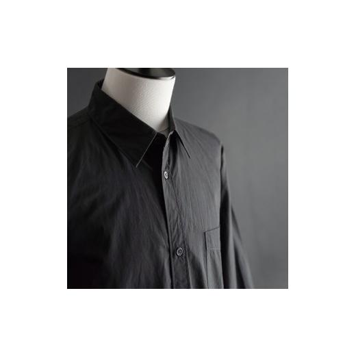 ふるさと納税 服 男 兵庫県 西脇市 播州織 超高密度ポプリンレギュラーカラーシャツ(58-11)ブラック Lサイズ ブラック/Lサイズ