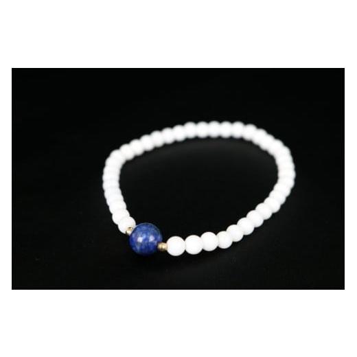 ふるさと納税 アクセサリー ブレスレット 高知県 室戸市 白珊瑚とラピスラズリの丸玉ブレスレット | アクセサリー ブレスレット ジュエリー 珊瑚 赤珊瑚 宝石 …