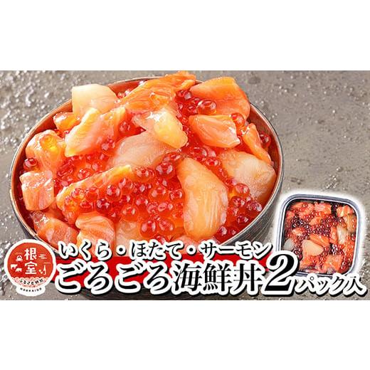 ふるさと納税 魚貝類 サーモン 北海道 根室市 G-81003 いくら・ほたて・サーモンのごろごろ海鮮丼セット×2P