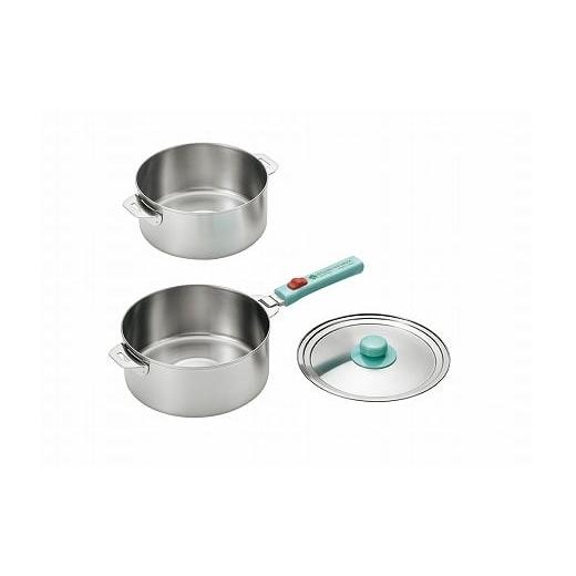 ふるさと納税 雑貨・日用品 新潟県 燕市 EJQ-1000 燕熟の技 ステンレス鍋18cm &amp; 20cm・着脱ハンドル・兼用蓋付き