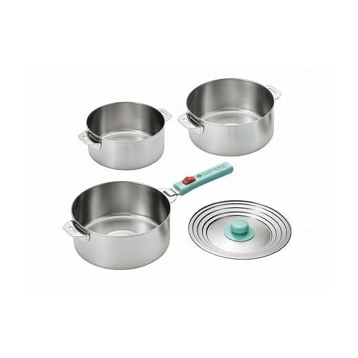 ふるさと納税 雑貨・日用品 新潟県 燕市 EJQ-1200 燕熟の技 ステンレス鍋16cm &amp; 18cm &amp; 20cm・着脱ハンドル・兼用蓋付き