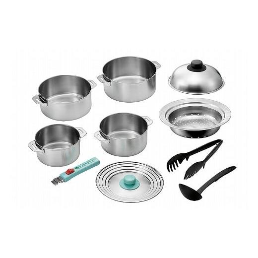 ふるさと納税 雑貨・日用品 新潟県 燕市 EJQ-2000 燕熟の技 ステンレス鍋14cm &amp; 16cm &amp; 18cm &amp; 20cm・着脱ハンドル・スチームプレート付き FC0302…