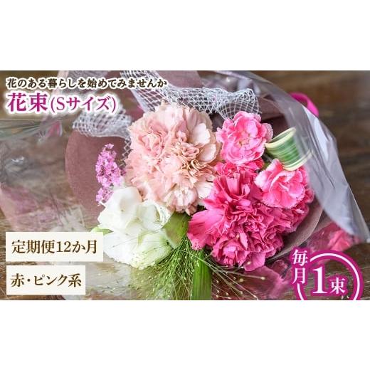 ふるさと納税 花・苗木 花束 大阪府 箕面市 花束(Sサイズ・赤ピンク系・12ヶ月・毎月1束) m56-05-SA12 Porte-Bonheur Sサイズ × 赤・ピンク系 × 定期便12ヶ…