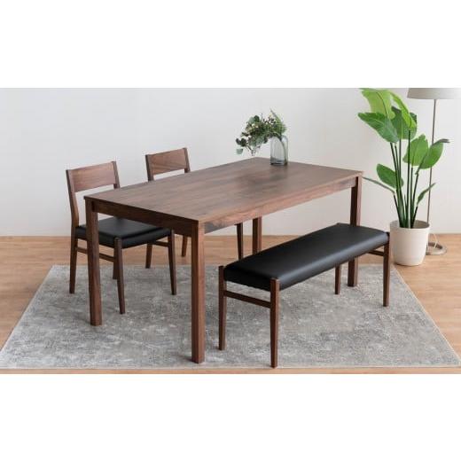 ふるさと納税 家具 テーブル 福岡県 大川市 DT01 DC01 BC01 4点 ダイニングセット ウォールナット オールマイティブラック テーブル 椅子 ベンチ