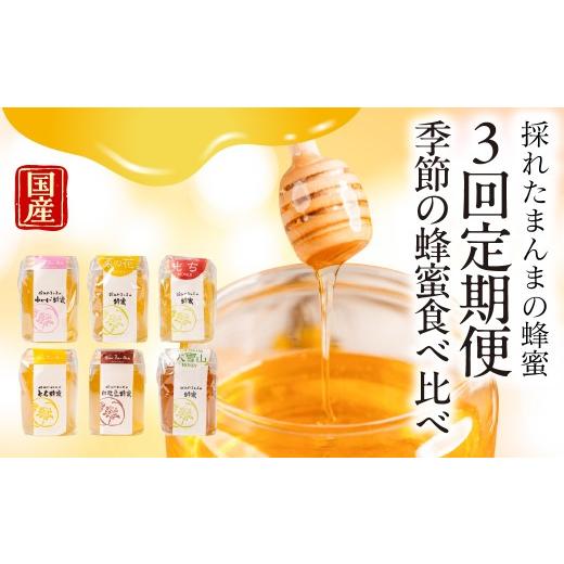 ふるさと納税 加工品等 はちみつ 岐阜県 大垣市  国産蜂蜜 季節の蜂蜜食べ比べ定期便 3回 (各90g×2回）  レンゲ 菜の花 もち とち 白花豆 大雪山 ｜ はち…の画像