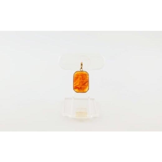 ふるさと納税 アクセサリー ペンダント 岩手県 久慈市 Amberlogue ペンダント 四角(金属素材:K10 琥珀:15mm×11mm サイズ:全長21mm)