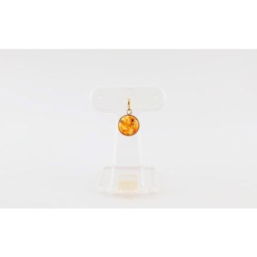 ふるさと納税 アクセサリー ペンダント 岩手県 久慈市 Amberlogue ペンダント 丸(金属素材:K10 琥珀:9mm サイズ:全長15mm)