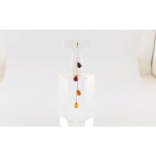 ふるさと納税 アクセサリー ペンダント 岩手県 久慈市 Amberlogue ペンダント しずく4粒(金属素材:K10 琥珀:6.5×4.5×4mm サイズ:全長65mm)