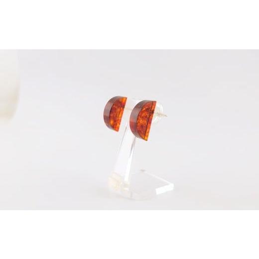 ふるさと納税 アクセサリー ピアス 岩手県 久慈市 Amberlogue ピアス 半円形(金属素材:K10 琥珀:18×5×8.5mm サイズ:全長8.5mm)