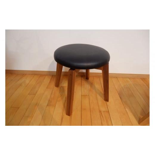 ふるさと納税 家具 香川県 高松市 回転スツール(脚部材:ウォールナット/座面:本革ブラック) 本革ブラック