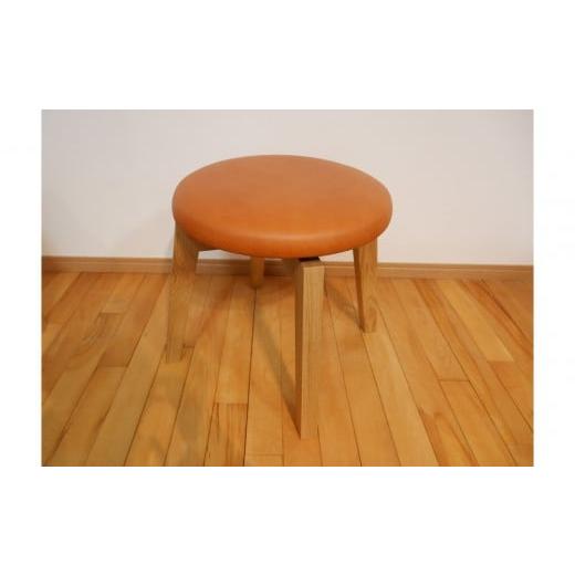 ふるさと納税 家具 香川県 高松市 回転スツール(脚部材:ナチュラル/座面:本革キャメル) 本革キャメル