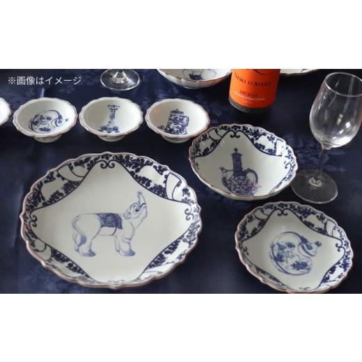 ふるさと納税 食器・グラス 皿 長崎県 波佐見町  波佐見焼 古伊万里文様 ひさご唐草 桔梗渕 7寸皿 1点 西日本陶器 AC283の画像