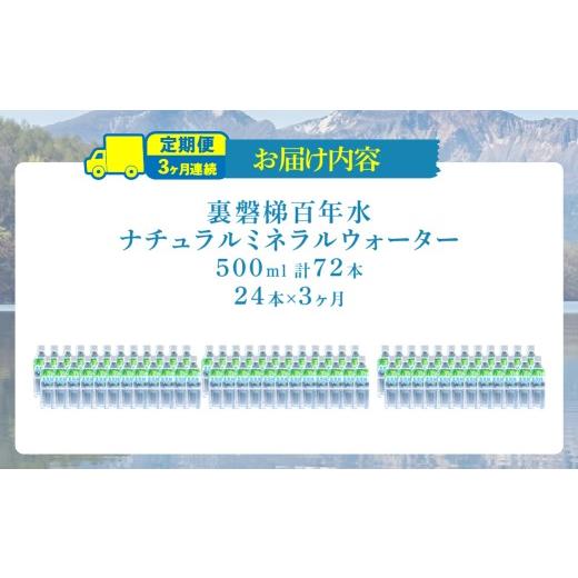 ふるさと納税 水・ミネラルウォーター 500mL〜999mL 福島県 北塩原村  3ヵ月定期便 裏磐梯百年水 ナチュラルミネラルウォーター（500ml×24本×3回） ふるさと…の画像