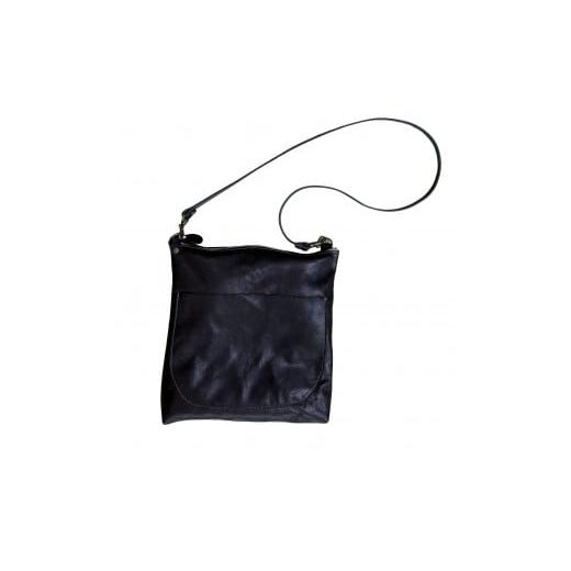 ふるさと納税 カバン 滋賀県 甲賀市 革・サコッシュ(ファスナー付き)[ブラック] ブラック