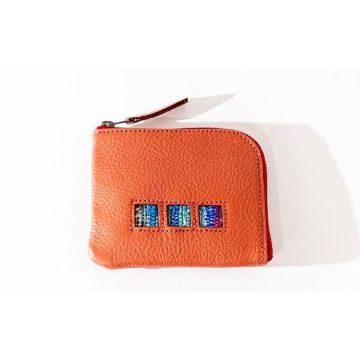 ふるさと納税 財布 長野県 白馬村 L型小銭入れ レッド P0870686_R-B L字ファスナー 小銭入れ コンパクト財布 牛革 小銭入れ ミニ財布 裂織 さきおり 北アル…