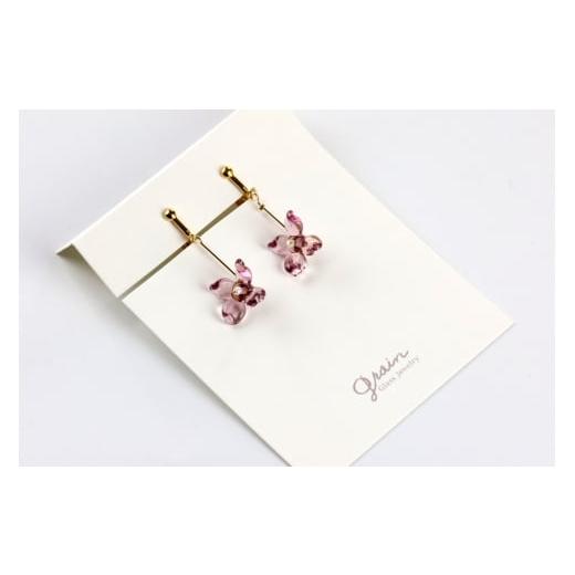 ふるさと納税 アクセサリー 秋田県 秋田市 flowerイヤリング ロングタイプ ライトパープル ガラスジュエリー Glass Jewelry grain アクセサリー 秋田
