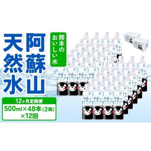 ふるさと納税 水・ミネラルウォーター 500mL〜999mL 熊本県 宇城市  定期便12ヶ月 熊本のおいしいお水 阿蘇山天然水 500ml×48本 (2ケース)×12回 ミネラルウ…の画像