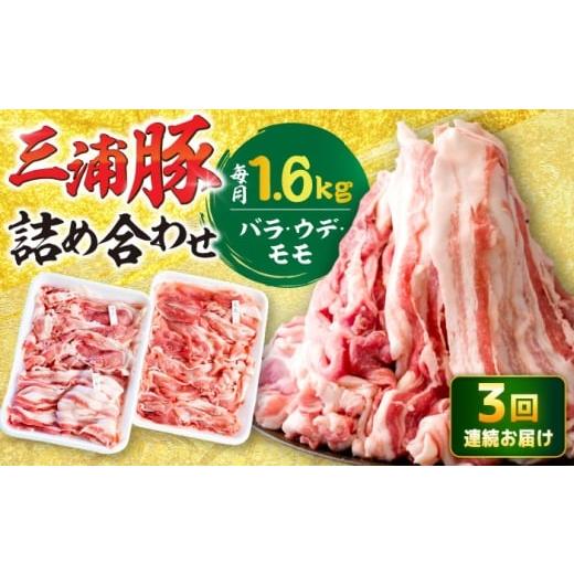 ふるさと納税 豚肉 バラ 岐阜県 恵那市 3回定期便 特盛三浦豚 1.6kg 豚肉セット / バラ ウデ モモ 国産 ポーク 大容量 / 恵那市 / あづま精肉店 AUDL006 3…