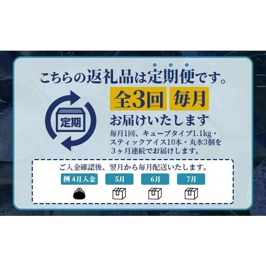 ふるさと納税 水・ミネラルウォーター 佐賀県 鹿島市 定期便 (3回定期便) さがん氷 バラエティセット キューブタイプ1.1kg・スティックアイス10本・丸氷3個 D-…_6