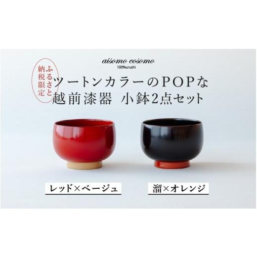 ふるさと納税 陶磁器・漆器・ガラス 福井県 鯖江市 ふるさと納税限定 選べるセット aisomo cosomo レッド×ベージュ / 溜×オレンジ 小鉢2点セット ツートン…