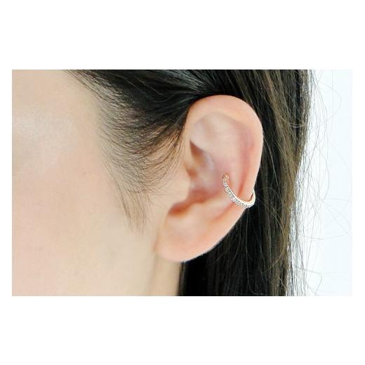 ふるさと納税 アクセサリー ピアス 山梨県 昭和町 K10YG 0.1ct ダイヤモンド イヤーカフ 片耳用 EmP0023-10Y SWCJ004-ygの画像
