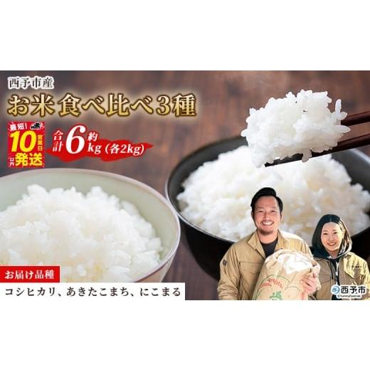 ふるさと納税 米 コシヒカリ 愛媛県 西予市 令和7年産 お米 食べ比べ 3種セット 合計約6kg(各2kg) 米 コメ こめ 白米 精米 コシヒカリ あきたこまち にこま…