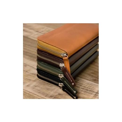 ふるさと納税 財布 奈良県 奈良市 『 本革ラウンド財布』 ダークグリーン 1つ 日本製 本革 財布 長財布 レザー ヌメ革 おしゃれ シンプル レディース メンズ …_2