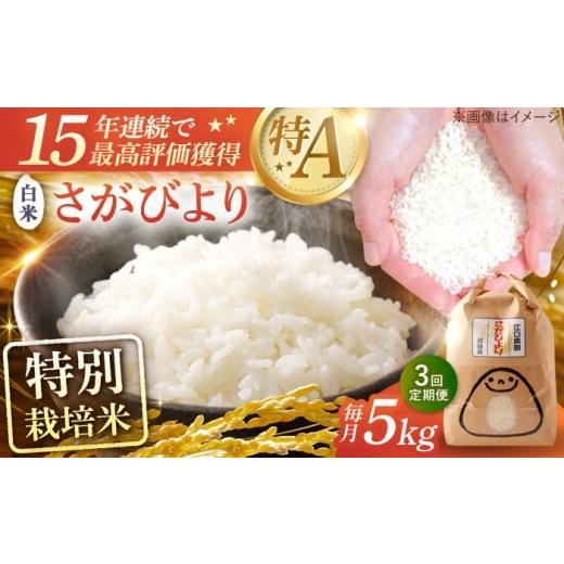 ふるさと納税 米 さがびより 佐賀県 武雄市 2026年4〜6月発送 3回定期便 令和7年産米 特別栽培米 さがびより 白米 5kg 15年連続特A評価 配送前精米/江口農園…