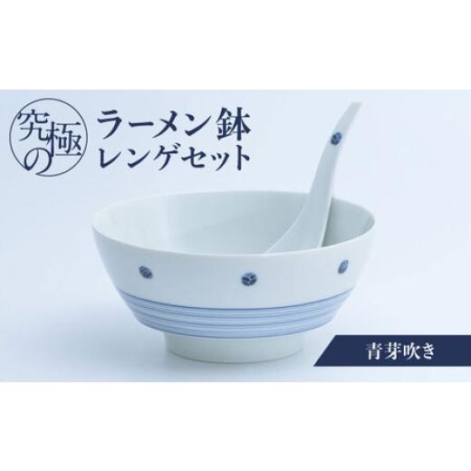 ふるさと納税 陶磁器・漆器・ガラス 佐賀県 - 有田焼 究極のラーメン鉢レンゲセット 青芽吹き/ 食器 / 佐賀県 / 株式会社まるぶん 41A