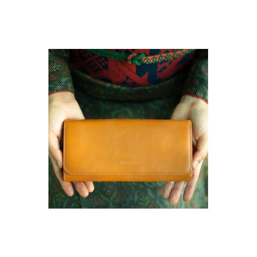 ふるさと納税 財布 奈良県 奈良市 『上質なヌメ革のかぶせフラップ式長財布』 マスタード 1つ 日本製 本革 財布 長財布 レザー ヌメ革 おしゃれ シンプル レデ…_3