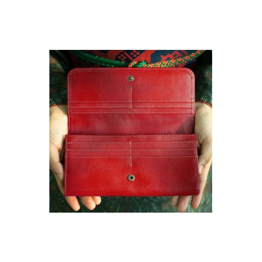 ふるさと納税 財布 奈良県 奈良市 『上質なヌメ革のかぶせフラップ式長財布』 レッド 1つ 日本製 本革 財布 長財布 レザー ヌメ革 おしゃれ シンプル レディー…_5