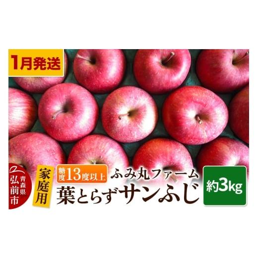 ふるさと納税 りんご 青森県 弘前市 26年1月〜発送 りんご 家庭用 葉とらず サンふじ 約3kg 糖度13度以上