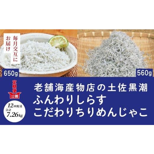 ふるさと納税 しらす・ちりめん 高知県 四万十市 12回 定期便 土佐黒潮 ふんわり しらす 650g こだわり の ちりめんじゃこ 560g 1カ月に1回交互にお届け 計7.2…