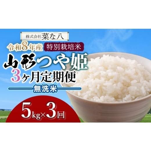 ふるさと納税 米 つや姫 山形県 鶴岡市 令和8年産先行予約 定期便 特別栽培米 山形つや姫 無洗米 5kg×3ヶ月 山形県鶴岡市産 株式会社菜な八(鶴岡ファーマ…