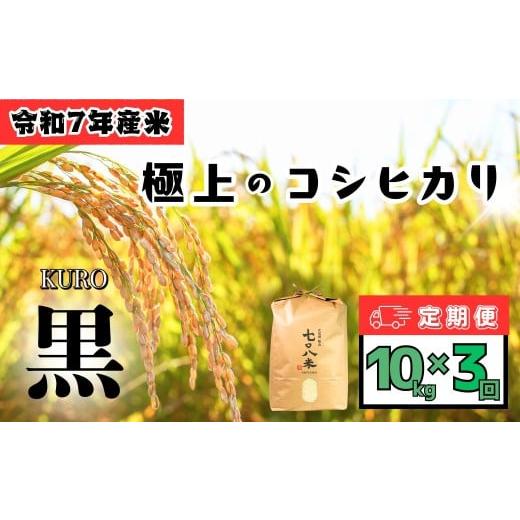 ふるさと納税 米 コシヒカリ 長野県 飯山市 令和7年産 極上のコシヒカリ 七〇八米(なおやまい) 黒 定期便 10kg×3回 2月発送開始 (7-40-02) 定期3回 2026…
