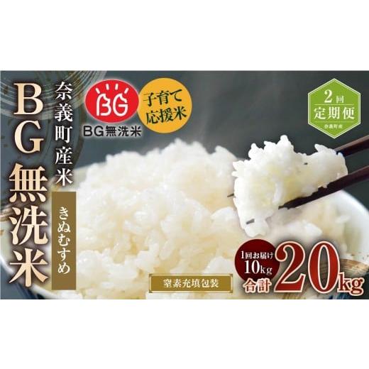ふるさと納税 米 きぬむすめ 岡山県 奈義町 2回定期便 子育て応援米 奈義町産米 BG無洗米 きぬむすめ10kg 窒素充填包装 お申込み完了月の翌月から順次発送 米…_1