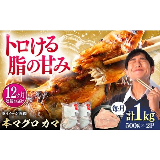 ふるさと納税 マグロ 長崎県 対馬市  全12回定期便 対馬産 本マグロ カマ 1kg 対馬市 桐谷商店 トロの華 対馬 新鮮 マグロ かま 鮪 WAQ098_1
