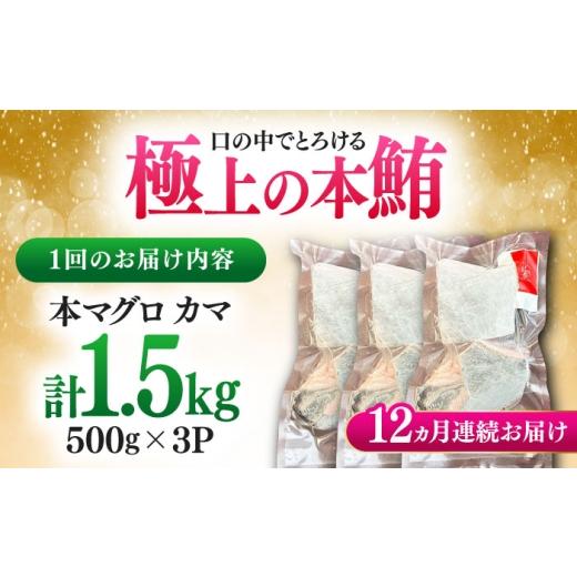 ふるさと納税 マグロ 長崎県 対馬市  全12回定期便 対馬産 本マグロ カマ 1.5kg 対馬市 桐谷商店 トロの華 対馬 新鮮 マグロ かま 鮪 WAQ102_8