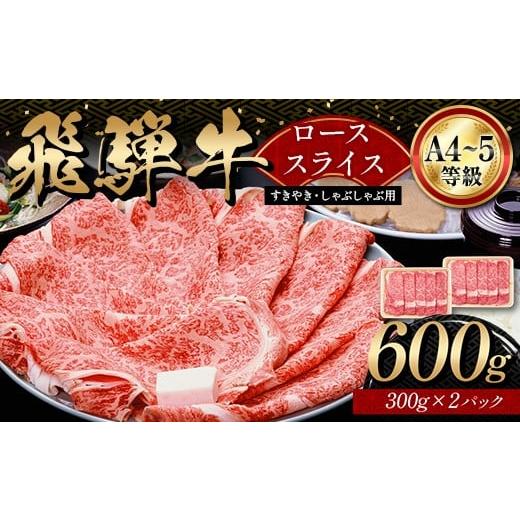 ふるさと納税 牛肉 ロース 岐阜県 坂祝町 A4等級以上 飛騨牛ローススライス 600g 300g×2パック 和牛 すき焼き しゃぶしゃぶ 小分け 大容量 ブランド牛 ネオプ…