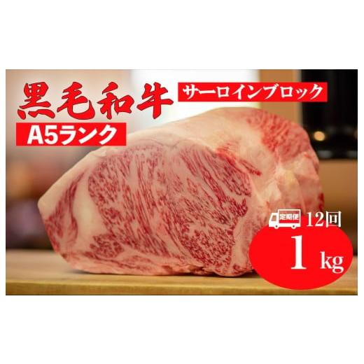 ふるさと納税 牛肉 サーロイン 奈良県 河合町 全12回定期便 黒毛和牛 A5ランク サーロイン ブロック 1kg ステーキ用ソース付 サーロイン さーろいん ステーキ…