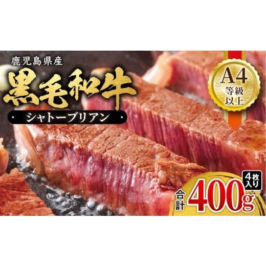 ふるさと納税 牛肉 ステーキ 鹿児島県 鹿屋市 鹿児島県産黒毛和牛 シャトーブリアン(A4等級以上) 400g(4枚入り) KN021-019-03