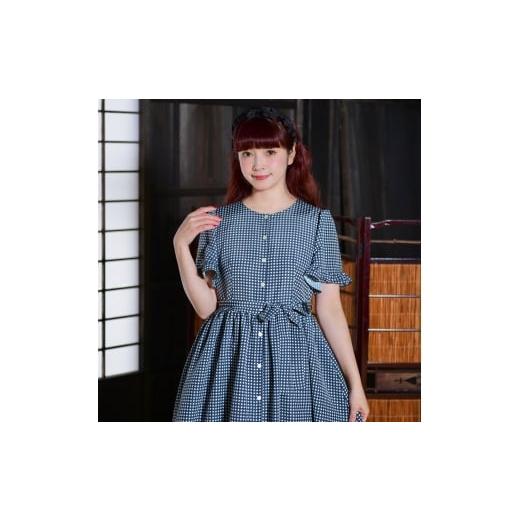 ふるさと納税 服 女 秋田県 羽後町 先行予約 アトリエ小町 ワンピース (renka ep2)ギンガムチェック・ブラック フリーサイズ 青木美沙子さんコラボ 服 ロ…