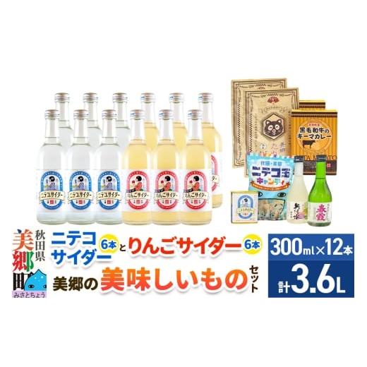 ふるさと納税 炭酸飲料 サイダー 秋田県 美郷町 炭酸飲料 ニテコサイダー6本・りんごサイダー6本と美郷の美味しいものセット